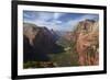 Utah, Zion National Park, View from Top of Angels Landing into Zion Canyon-David Wall-Framed Photographic Print