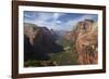 Utah, Zion National Park, View from Top of Angels Landing into Zion Canyon-David Wall-Framed Photographic Print