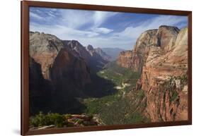 Utah, Zion National Park, View from Top of Angels Landing into Zion Canyon-David Wall-Framed Photographic Print