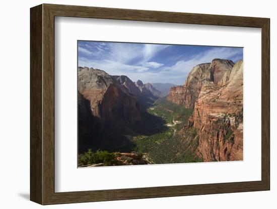 Utah, Zion National Park, View from Top of Angels Landing into Zion Canyon-David Wall-Framed Photographic Print