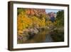 Utah, Zion National Park. Zion Canyon and Virgin River with Cottonwood Trees-Jaynes Gallery-Framed Photographic Print