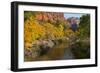 Utah, Zion National Park. Zion Canyon and Virgin River with Cottonwood Trees-Jaynes Gallery-Framed Photographic Print