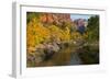 Utah, Zion National Park. Zion Canyon and Virgin River with Cottonwood Trees-Jaynes Gallery-Framed Photographic Print