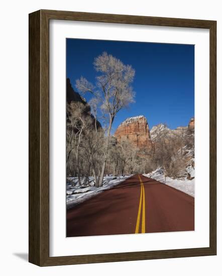 Utah, Zion National Park, Zion Canyon Scenic Drive, Winter, USA-Walter Bibikow-Framed Photographic Print