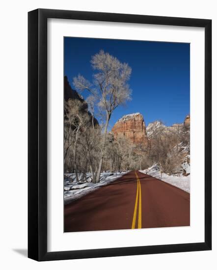 Utah, Zion National Park, Zion Canyon Scenic Drive, Winter, USA-Walter Bibikow-Framed Photographic Print