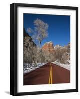 Utah, Zion National Park, Zion Canyon Scenic Drive, Winter, USA-Walter Bibikow-Framed Photographic Print