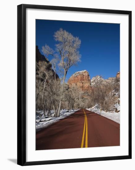 Utah, Zion National Park, Zion Canyon Scenic Drive, Winter, USA-Walter Bibikow-Framed Photographic Print