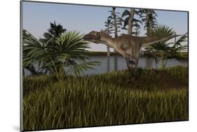 Utahraptor in a Prehistoric Environment-null-Mounted Art Print