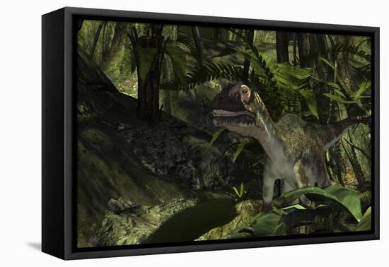 Utahraptor in a Prehistoric Forest-null-Framed Stretched Canvas