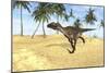 Utahraptor Running across a Barren Landscape-null-Mounted Art Print