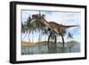 Utahraptor Standing in Shallow Water-null-Framed Art Print