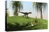 Utahraptor Walking across a Grassy Field-null-Stretched Canvas
