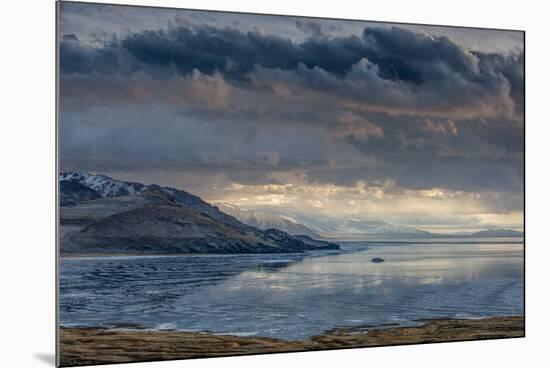 Utan, Antelope Island State Park. Clouds over a Wintery Great Salt Lake-Judith Zimmerman-Mounted Photographic Print