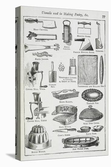 Utensils Used in Making Pastry, Including Various Knives, Moulds and Tins-Isabella Beeton-Stretched Canvas