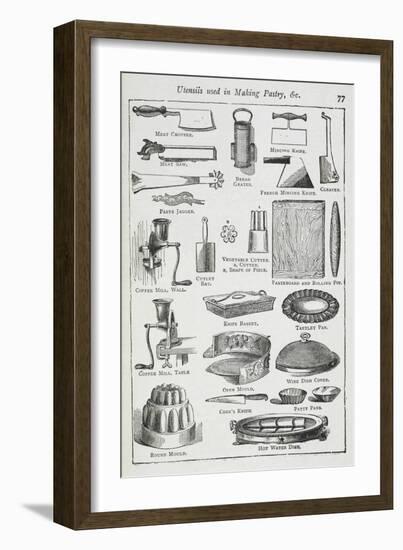 Utensils Used in Making Pastry, Including Various Knives, Moulds and Tins-Isabella Beeton-Framed Giclee Print