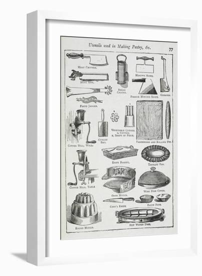 Utensils Used in Making Pastry, Including Various Knives, Moulds and Tins-Isabella Beeton-Framed Giclee Print