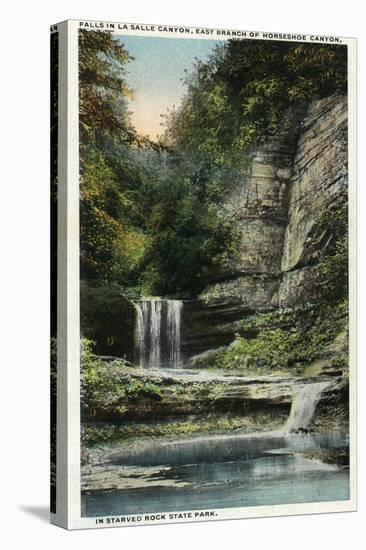 Utica, Illinois, Starved Rock State Park View of the Falls in La Salle Canyon-Lantern Press-Stretched Canvas