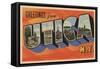 Utica, New York - Large Letter Scenes-Lantern Press-Framed Stretched Canvas