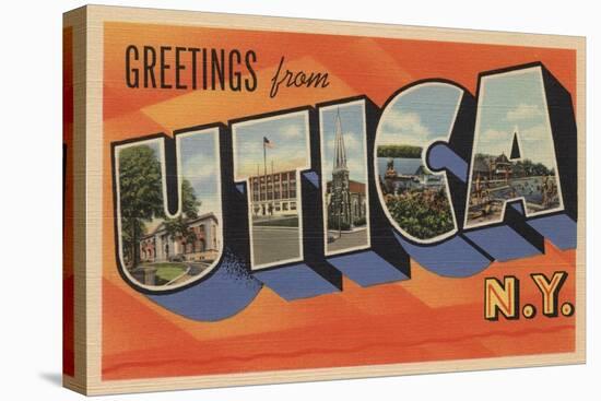 Utica, New York - Large Letter Scenes-Lantern Press-Stretched Canvas