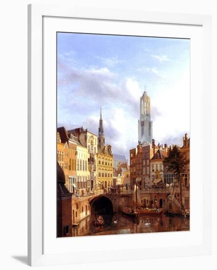 Utrecht with the Oudegracht, 1827-Georg Gillis Van Haanen-Framed Giclee Print