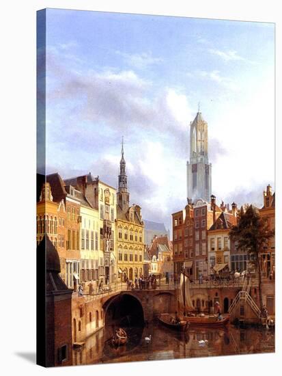 Utrecht with the Oudegracht, 1827-Georg Gillis Van Haanen-Stretched Canvas