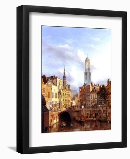 Utrecht with the Oudegracht, 1827-Georg Gillis Van Haanen-Framed Premium Giclee Print