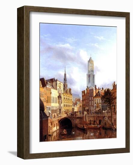 Utrecht with the Oudegracht, 1827-Georg Gillis Van Haanen-Framed Giclee Print