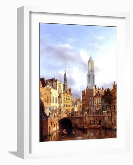 Utrecht with the Oudegracht, 1827-Georg Gillis Van Haanen-Framed Giclee Print