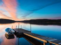 Boat Near Pier over a Idyllic Lake-Utterstr?m Photography-Stretched Canvas