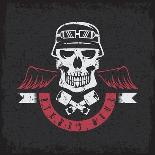 Biker Theme Grunge Label with Pistons ,Wings and Skulls-UVAconcept-Art Print