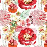 Pattern with Red Flowers-UyUy-Mounted Art Print