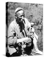 Uzbek Man Smoking Calian, Samarkand, 1936-null-Stretched Canvas