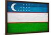 Uzbekistan Flag Design with Wood Patterning - Flags of the World Series-Philippe Hugonnard-Framed Art Print