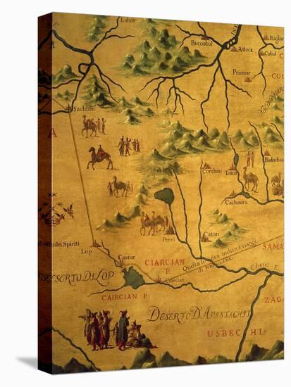 Uzbekistan Region, from Map of Asia Showing Route Taken by Marco Polo-null-Stretched Canvas