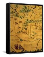 Uzbekistan Region, from Map of Asia Showing Route Taken by Marco Polo-null-Framed Stretched Canvas