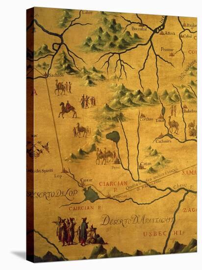 Uzbekistan Region, from Map of Asia Showing Route Taken by Marco Polo-null-Stretched Canvas
