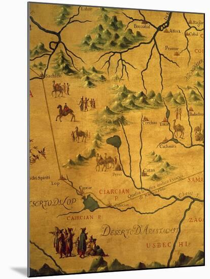 Uzbekistan Region, from Map of Asia Showing Route Taken by Marco Polo-null-Mounted Giclee Print