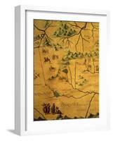 Uzbekistan Region, from Map of Asia Showing Route Taken by Marco Polo-null-Framed Giclee Print