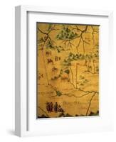 Uzbekistan Region, from Map of Asia Showing Route Taken by Marco Polo-null-Framed Giclee Print