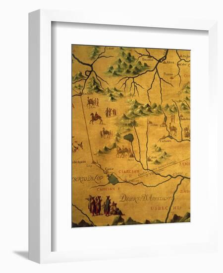 Uzbekistan Region, from Map of Asia Showing Route Taken by Marco Polo-null-Framed Giclee Print