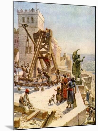 Uzziah erects engines of war on the walls - Bible-William Brassey Hole-Mounted Premium Giclee Print