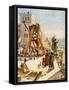 Uzziah erects engines of war on the walls - Bible-William Brassey Hole-Framed Stretched Canvas