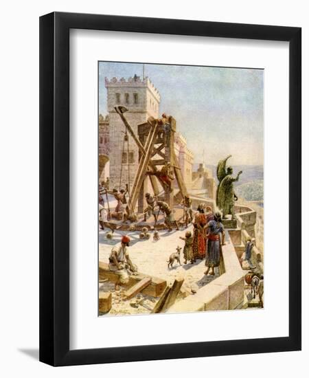 Uzziah erects engines of war on the walls - Bible-William Brassey Hole-Framed Premium Giclee Print