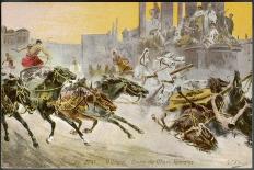 Furious Roman Chariot Race in Progress-V. Checa-Framed Art Print