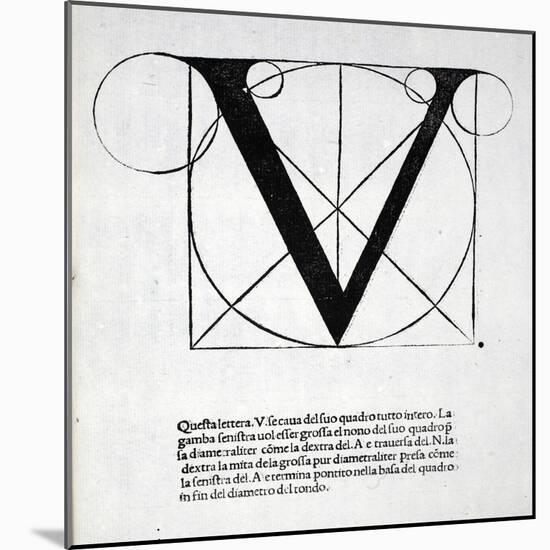 V, Illustration from 'Divina Proportione' by Luca Pacioli (C.1445-1517), Originally Pub. Venice,…-Leonardo da Vinci-Mounted Giclee Print