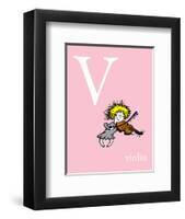 V is for Violin (pink)-Theodor (Dr. Seuss) Geisel-Framed Art Print