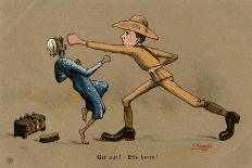 Australian Soldier Punching Shoeshine Boy-V. Manavian-Art Print