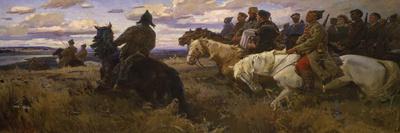 Russian Horsemen in the Steppe, 1957-V.V. Schatalin-Framed Stretched Canvas