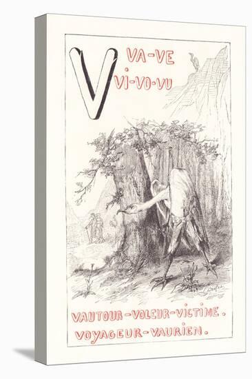 V: VA VE VI VO VU - Vulture - Thief - Victim - Traveler — Scoundrel, 1879 (Engraving)-Fortune Louis Meaulle-Stretched Canvas