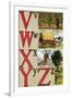 V, W, X, Y, Z Illustrated Letters-Edmund Evans-Framed Art Print